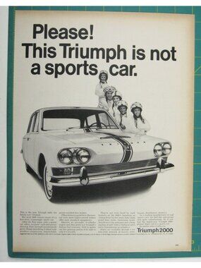 Print Ad Triumph 2000 Family Sedan Car 1960s Sports Classic MOD Auto